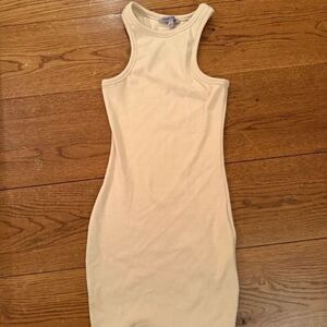 Cream Ribbed Bodycon Tank Dress – Signature 8 (Size S)